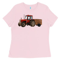 Bubblegum Pink farm tractor Ladies Tee - RanaPortraitStore