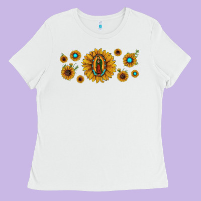Sunflower Lady Of Guadalupe Ladies Tee Designed By Jahusdesignshop
