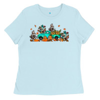 Baby Blue fall cactus pumpkin truck Ladies Tee - JahusDesignShop