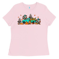 Bubblegum Pink fall cactus pumpkin truck Ladies Tee - JahusDesignShop