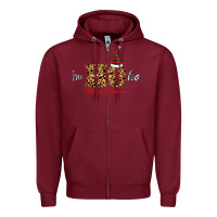 Burgundy Ho Ho Ho Merry Christmas Zipper Hoodie - Bettercallsaul