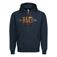 Navy Ho Ho Ho Merry Christmas Zipper Hoodie - Bettercallsaul