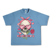 Pebble Blue valentine's day skull Urban Heavy Tee - MaliasSmallBusiness