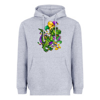 Heather Grey mardi gras trex Heavyweight Hoodie - CowGirlArtShop