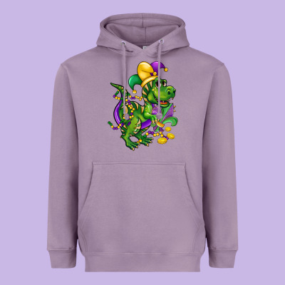 Mardi Gras Trex Heavyweight Hoodie Designed By Cowgirlartshop