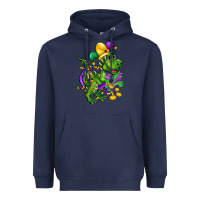 Navy mardi gras trex Heavyweight Hoodie - CowGirlArtShop