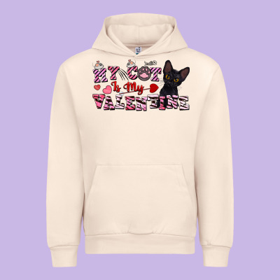 My Cat Is My Valentine Urban Hoodie Designed By Fadigitalartstudio