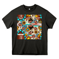 Asphalt football cowhide sunflower seamless pattern Heavy Core Tee - JahusDesignShop