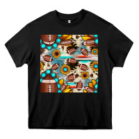 Black football cowhide sunflower seamless pattern Heavy Core Tee - JahusDesignShop