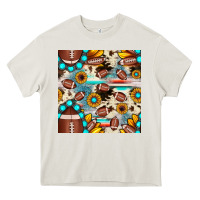 Cream football cowhide sunflower seamless pattern Heavy Core Tee - JahusDesignShop