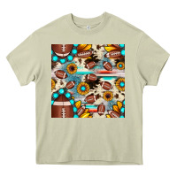 Mossy football cowhide sunflower seamless pattern Heavy Core Tee - JahusDesignShop
