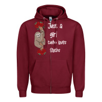 Burgundy just a girl who loves sloths Zipper Hoodie - Bettercallsaul