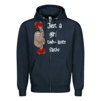 Navy just a girl who loves sloths Zipper Hoodie - Bettercallsaul