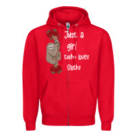 Red just a girl who loves sloths Zipper Hoodie - Bettercallsaul