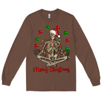 Chestnut Merry Christmas skeleton Long Sleeve Tee - NancyCooperArtShop