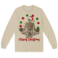 Mushroom Merry Christmas skeleton Long Sleeve Tee - NancyCooperArtShop