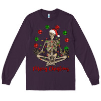 Plum Merry Christmas skeleton Long Sleeve Tee - NancyCooperArtShop