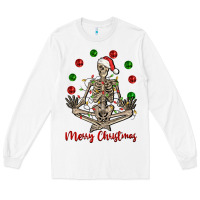 White Merry Christmas skeleton Long Sleeve Tee - NancyCooperArtShop