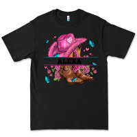 Black pink costom name cowgirl hat and roses Premium Tee - AdoDesignShop