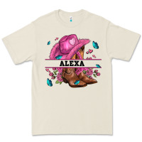 Bone pink costom name cowgirl hat and roses Premium Tee - AdoDesignShop