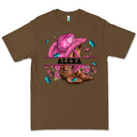 Cacao pink costom name cowgirl hat and roses Premium Tee - AdoDesignShop