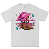 Dove Grey pink costom name cowgirl hat and roses Premium Tee - AdoDesignShop