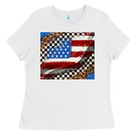 White American flag and racee flag Ladies Tee - AdoDesignShop