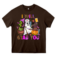 Chocolate Brown i will stab you nurse Heavy Core Tee - AdoDesignShop