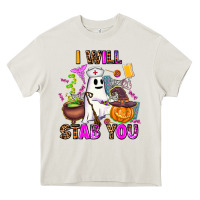 Cream i will stab you nurse Heavy Core Tee - AdoDesignShop