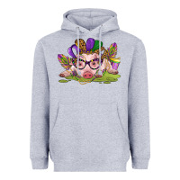 Heather Grey mardi gras pig Heavyweight Hoodie - CowGirlArtShop