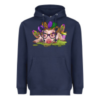 Navy mardi gras pig Heavyweight Hoodie - CowGirlArtShop