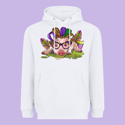 Mardi Gras Pig Heavyweight Hoodie Designed By Cowgirlartshop