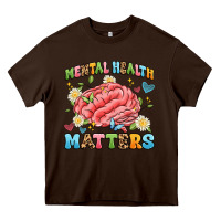 Chocolate Brown mental health matters Heavy Core Tee - Artiststas