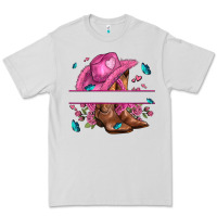 Dove Grey pink cowgirl hat and roses Premium Tee - AdoDesignShop