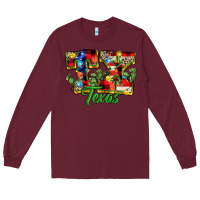 Burgundy Christmas Texas Long Sleeve Tee - MaliasSmallBusiness