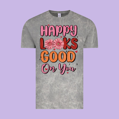Happy Looks Good On You Vintage Tee Designed By Maliassmallbusiness