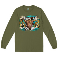 Army Green highland cow mom Long Sleeve Tee - JahusDesignShop