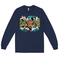 Navy highland cow mom Long Sleeve Tee - JahusDesignShop