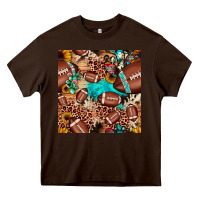 Chocolate Brown football cactus sunflower seamless pattern Heavy Core Tee - JahusDesignShop