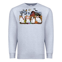 Heather Grey halloween pigs Premium Sweatshirt - CowGirlArtShop