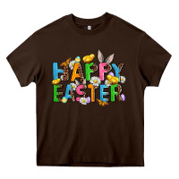 Chocolate Brown happy easter Heavy Core Tee - AdoDesignShop