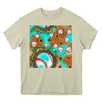 Mossy baseball turquoise sunflower seamless pattern Heavy Core Tee - JahusDesignShop