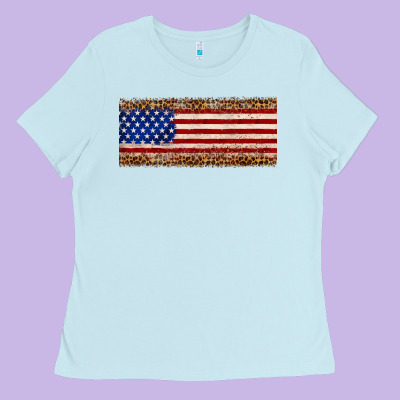 Usa Flag Leopard Ladies Tee Designed By Jahusdesignshop