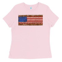 Bubblegum Pink usa flag leopard Ladies Tee - JahusDesignShop