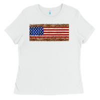 White usa flag leopard Ladies Tee - JahusDesignShop