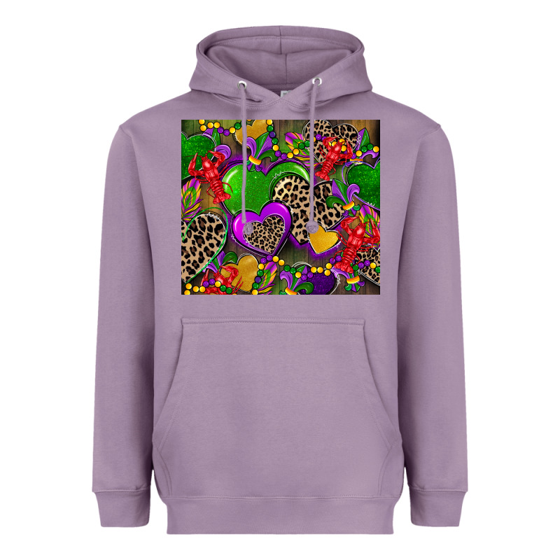 Mardi Gras Hearts Heavyweight Hoodie by CowGirlArtShop | Teevron