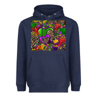 Navy mardi gras hearts Heavyweight Hoodie - CowGirlArtShop