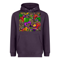 Plum mardi gras hearts Heavyweight Hoodie - CowGirlArtShop