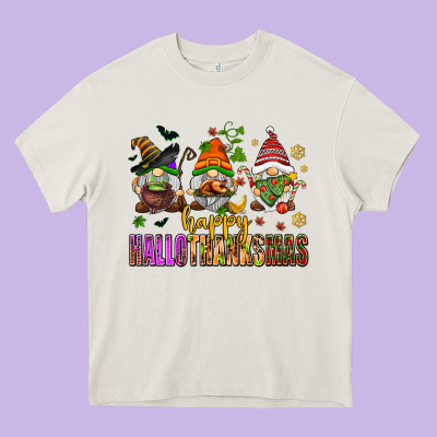 Happy Hallothanksmas Gnomes Heavy Core Tee Designed By Adodesignshop