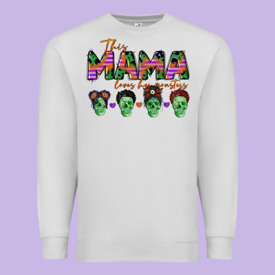 Personalized This Mama Loves Her Monsters Premium Sweatshirt Designed By Cowgirlartshop